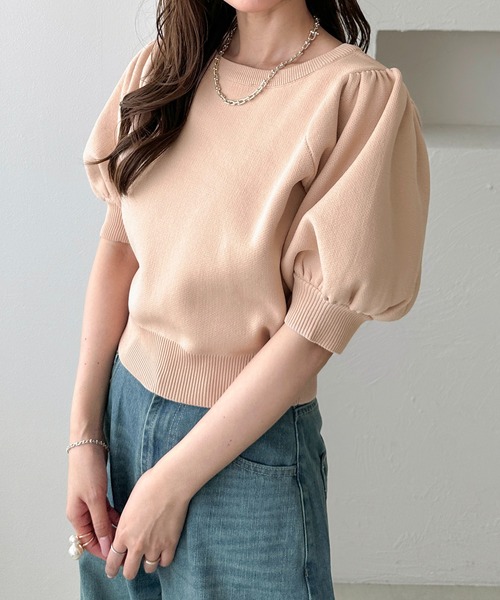 apres jour clair（アプレジュールクレア）の「【apres jour clair】パフスリーブトップス（ニット/セーター・レディース・ライトイエロー/ピンクベージュ/アイボリー・X-LARGE/フリー）」の14枚目の写真