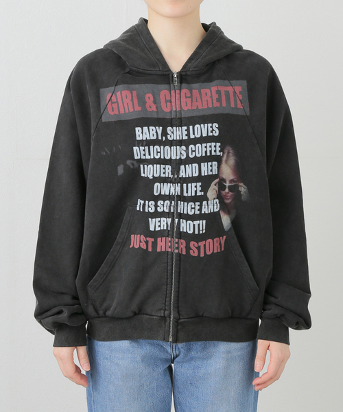 Oriens JOURNAL STANDARD(オリエンス ジャーナルスタンダード)の「【Praying/プレイング】 Girl and Cigarette Hoodie PRAY240887-0(パーカー・レディース・ブラック・X-SMALL)」の7枚目の写真