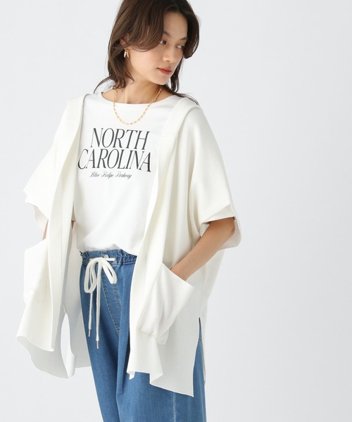 Elura（エルーラ）の「サマープロテクトフードジレ/495592（カーディガン/ボレロ・レディース・ホワイト/ブラック・FREE）」の2枚目の写真