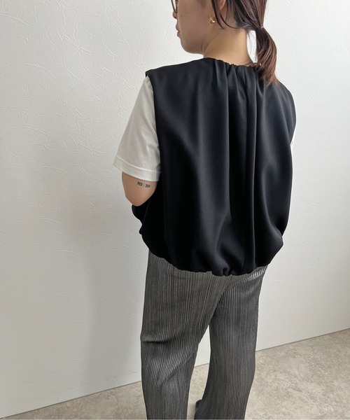palm RICHE(ポームリシュ)の「バルーンベスト(ベスト・レディース・ベージュ/ダークグレー/ブラック・M)」の9枚目の写真