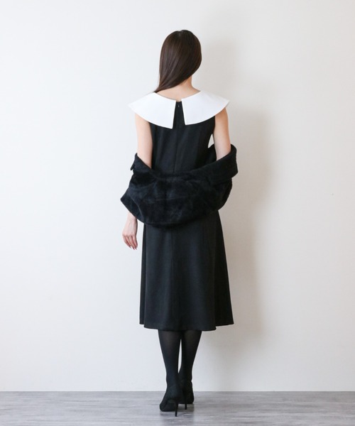 a lot of love(ア ロット オブ ラブ)の「アシンメトリービッグカラーワンピース(ワンピース・レディース・ホワイト/ブラック・M/L)」の5枚目の写真