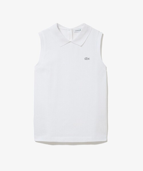 LACOSTE(ラコステ)の「コットン鹿の子 メッシュカラー バックボタンノースリーブポロシャツ(ポロシャツ・レディース・ブラック/ホワイト・34/36/40/38)」の15枚目の写真