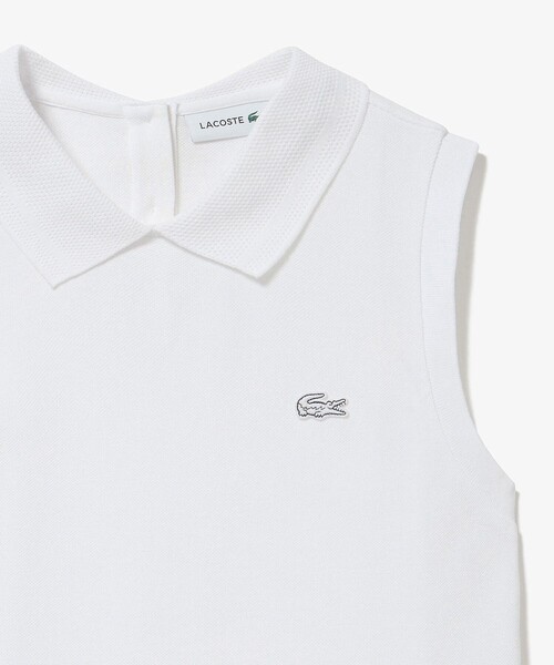 LACOSTE(ラコステ)の「コットン鹿の子 メッシュカラー バックボタンノースリーブポロシャツ(ポロシャツ・レディース・ブラック/ホワイト・34/36/40/38)」の17枚目の写真