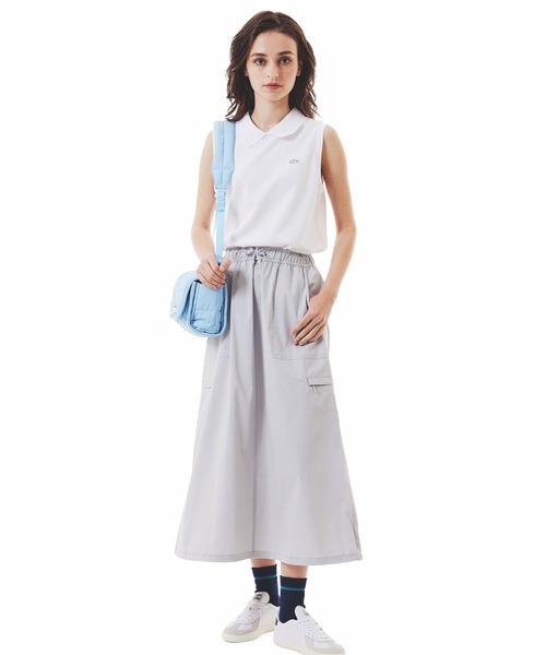 LACOSTE / ラコステ コットン鹿の子 メッシュカラー バックボタンノースリーブポロシャツ コットン鹿の子 メッシュカラー バックボタンノースリーブ