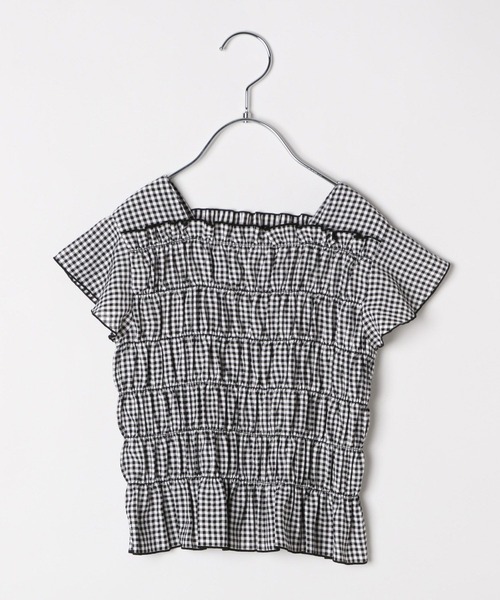 GLOBAL WORK（グローバルワーク）の「シャーリングギンガムブラウス/T/494118（シャツ/ブラウス・キッズ・ブラック/ミント・110cm/100cm/120cm）」の5枚目の写真