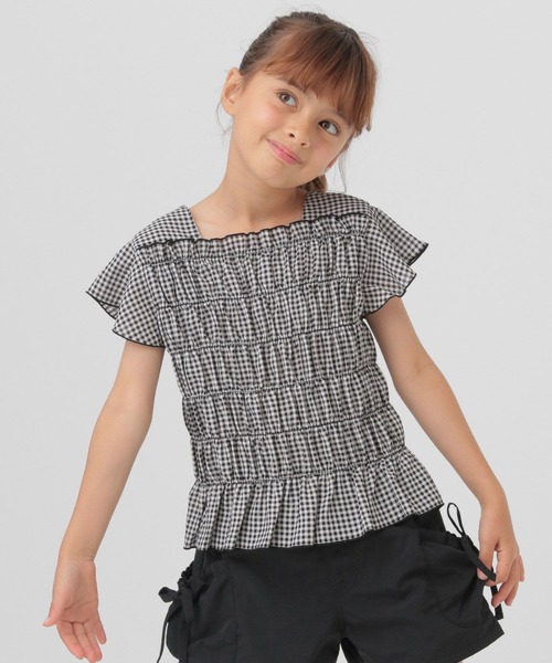 GLOBAL WORK（グローバルワーク）の「シャーリングギンガムブラウス/T/494118（シャツ/ブラウス・キッズ・ブラック/ミント・110cm/100cm/120cm）」の15枚目の写真