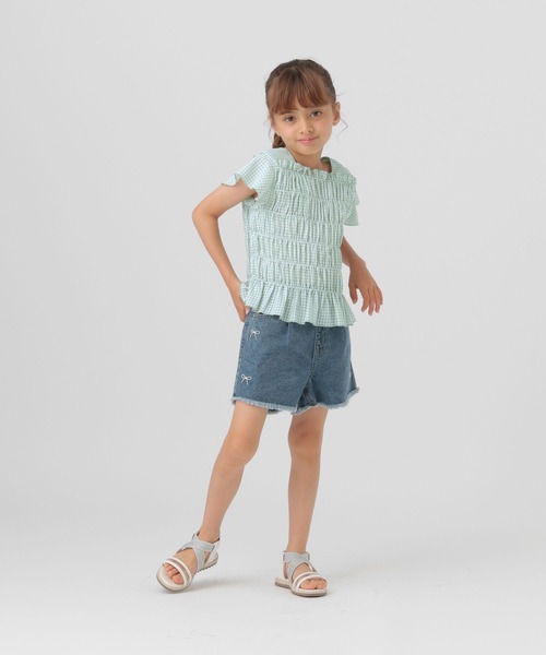 GLOBAL WORK（グローバルワーク）の「シャーリングギンガムブラウス/T/494118（シャツ/ブラウス・キッズ・ブラック/ミント・110cm/100cm/120cm）」の18枚目の写真