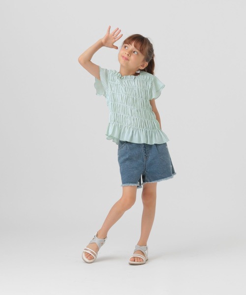 GLOBAL WORK（グローバルワーク）の「シャーリングギンガムブラウス/T/494118（シャツ/ブラウス・キッズ・ブラック/ミント・110cm/100cm/120cm）」の20枚目の写真