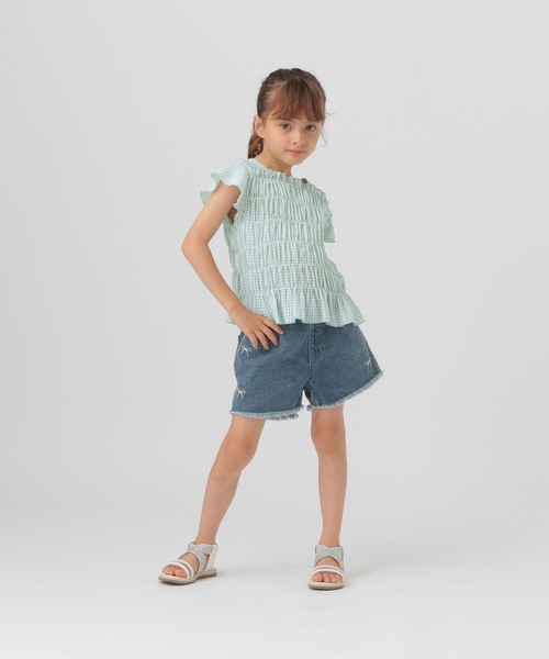 GLOBAL WORK（グローバルワーク）の「シャーリングギンガムブラウス/T/494118（シャツ/ブラウス・キッズ・ブラック/ミント・110cm/100cm/120cm）」の21枚目の写真