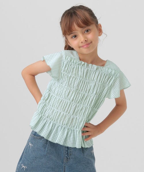 GLOBAL WORK（グローバルワーク）の「シャーリングギンガムブラウス/T/494118（シャツ/ブラウス・キッズ・ブラック/ミント・110cm/100cm/120cm）」の22枚目の写真