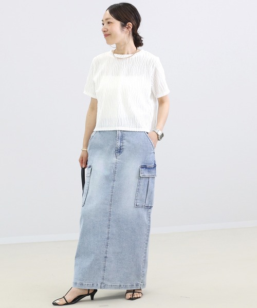 Aletta vita(アレッタビータ)の「ウェーブジャガード半袖プルオーバー(Tシャツ/カットソー・レディース・ブラック/オフホワイト・M)」の17枚目の写真