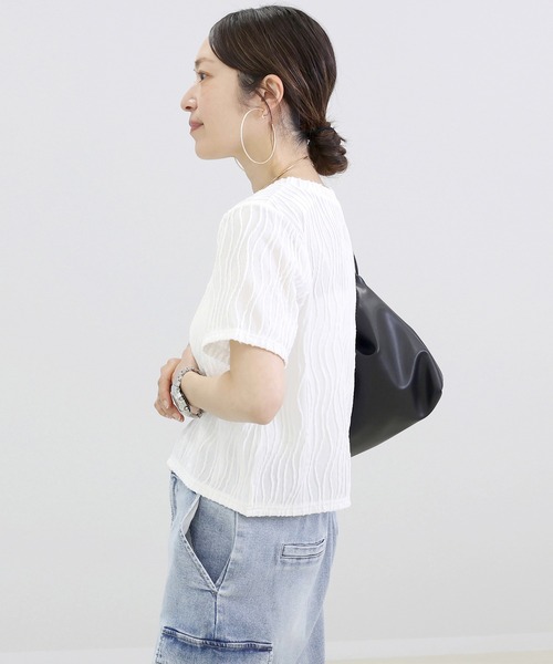 Aletta vita(アレッタビータ)の「ウェーブジャガード半袖プルオーバー(Tシャツ/カットソー・レディース・ブラック/オフホワイト・M)」の15枚目の写真