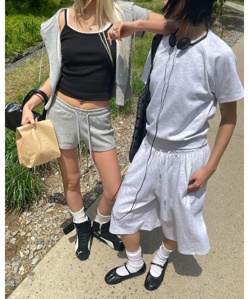 BLACKUP（ブラックアップ）の「[B-BASIC] エアスウェットマイクロショートパンツ（スウェットパンツ・レディース・ブラック/ホワイト系/グレー・MEDIUM/SMALL）」の9枚目の写真