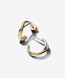 オーガニックシェイプ ツートーン オープンフープ ピアス