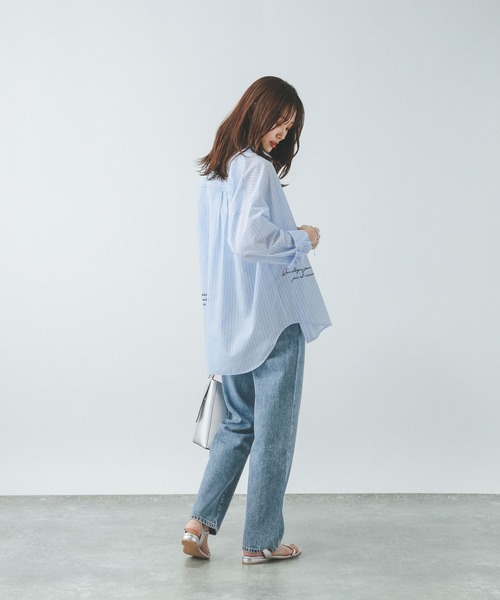 GLOBAL WORK(グローバルワーク)の「レタード刺繍シャツ/494039(シャツ/ブラウス・レディース・ホワイト/ストライプ・LARGE/MEDIUM)」の9枚目の写真