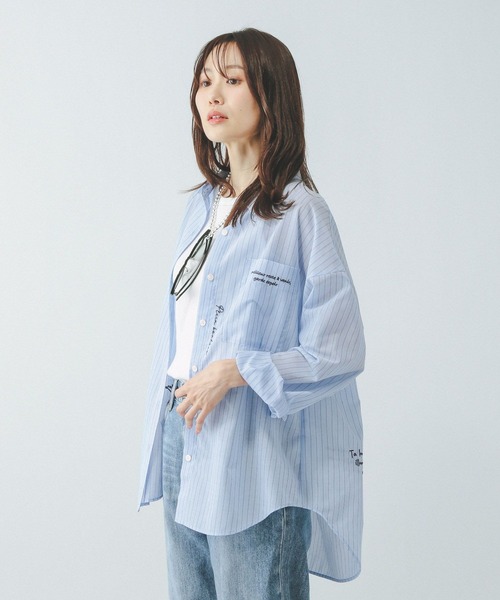 GLOBAL WORK(グローバルワーク)の「レタード刺繍シャツ/494039(シャツ/ブラウス・レディース・ホワイト/ストライプ・LARGE/MEDIUM)」の11枚目の写真