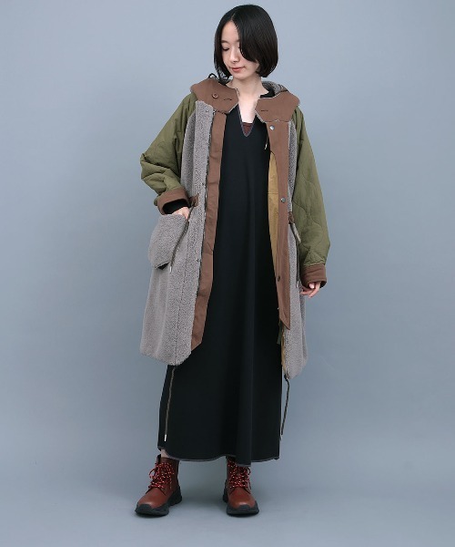 チチカカ（チチカカ）の「ボア×キルトリバーシブルコート（モッズコート・レディース・アイボリー/グレー/ブラック・FREE）」の17枚目の写真