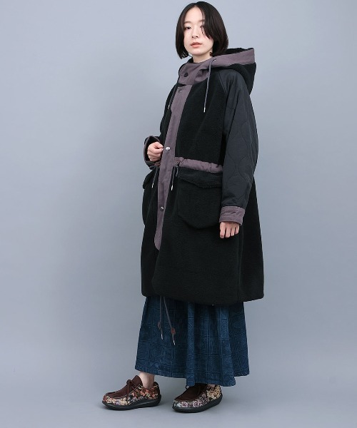 チチカカ（チチカカ）の「ボア×キルトリバーシブルコート（モッズコート・レディース・アイボリー/グレー/ブラック・FREE）」の19枚目の写真