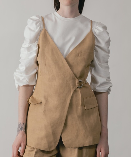 CINOH(チノ)の「LINEN GILET(ベスト・レディース・ベージュ/グレー・36/38)」の18枚目の写真