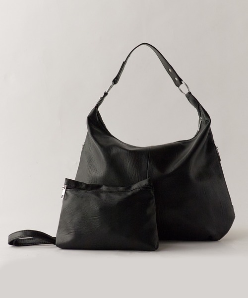 セール】2WAY フェイクレザーメッセンジャーバッグ / ハンドバック