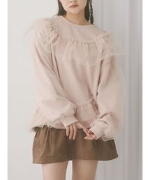merry jenny　メリージェニー　ハーフチュールZIPスウェット メリージェニー merry jenny チュールハーフZIPスウェット