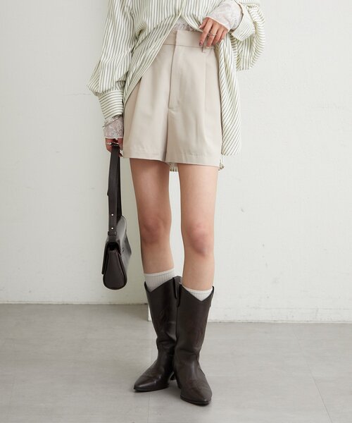 mystic（ミスティック）の「シンプルショートパンツ（その他パンツ・レディース・ブラック/アイボリー・2/1）」の4枚目の写真