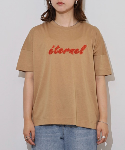 BRODIAEA(ブローディア)の「BRODIAEA 配色パイルロゴ半袖Tシャツ(Tシャツ/カットソー・レディース・ロイヤルブルー/ベージュ/オフホワイト/ネイビー・40)」の21枚目の写真