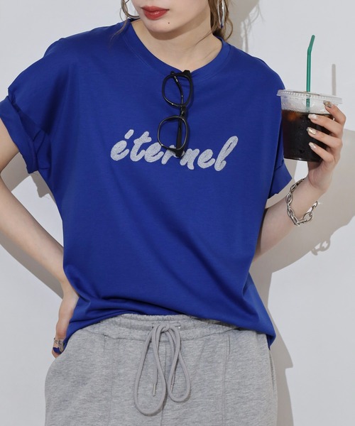 BRODIAEA(ブローディア)の「BRODIAEA 配色パイルロゴ半袖Tシャツ(Tシャツ/カットソー・レディース・ロイヤルブルー/ベージュ/オフホワイト/ネイビー・40)」の17枚目の写真
