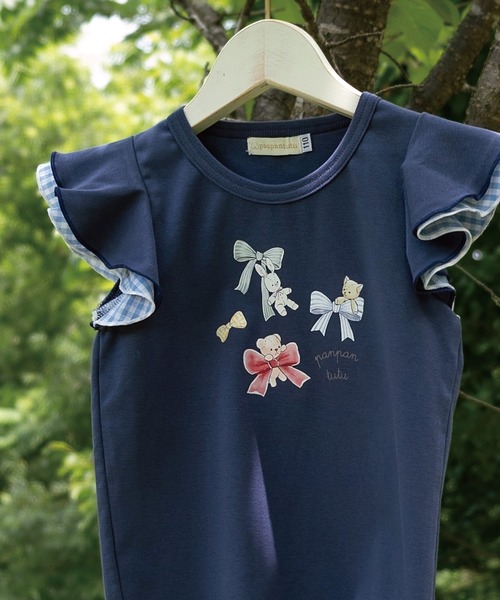 panpantutu(パンパンチュチュ)の「リボン&フレンズトップス(半袖)(Tシャツ/カットソー・キッズ・ライトブルー/ホワイト/ネイビー・100cm/90cm/110cm/120cm/130cm/80cm/140cm)」の3枚目の写真