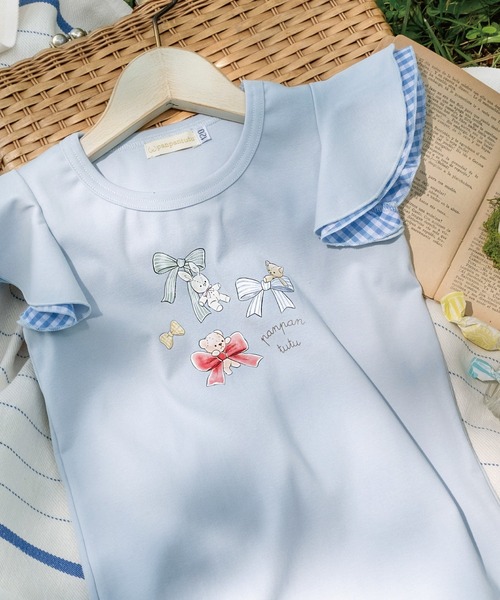 panpantutu(パンパンチュチュ)の「リボン&フレンズトップス(半袖)(Tシャツ/カットソー・キッズ・ライトブルー/ホワイト/ネイビー・100cm/90cm/110cm/120cm/130cm/80cm/140cm)」の2枚目の写真