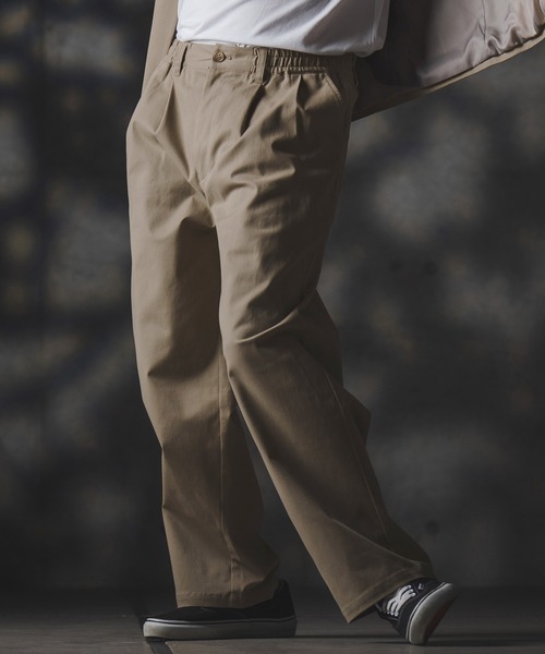 GLIMCLAP(グリムクラップ)の「mp13870-Wide-leg trousers-stretch chino cloth- チノパンツ(チノパンツ・メンズ・チャコール/ベージュ/ブラック・S/M/L)」の1枚目の写真