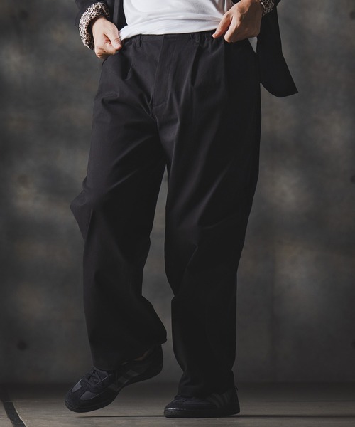 GLIMCLAP(グリムクラップ)の「mp13870-Wide-leg trousers-stretch chino cloth- チノパンツ(チノパンツ・メンズ・チャコール/ベージュ/ブラック・S/M/L)」の4枚目の写真