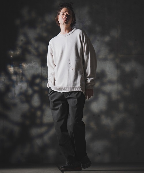 GLIMCLAP(グリムクラップ)の「mp13870-Wide-leg trousers-stretch chino cloth- チノパンツ(チノパンツ・メンズ・チャコール/ベージュ/ブラック・S/M/L)」の18枚目の写真