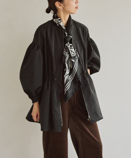 追加》ノーカラーギャザーZIPブルゾン（その他アウター）｜VERMEIL par