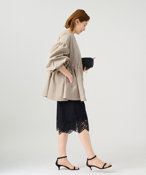 VERMEIL par iena（ヴェルメイユパーイエナ）の「《追加》ノーカラーギャザーZIPブルゾン（その他アウター・レディース・ブラック/ベージュ/ネイビー・FREE）」の6枚目の写真