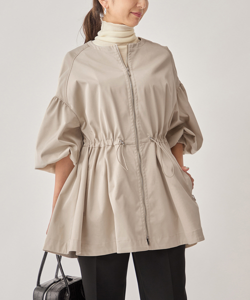 VERMEIL par iena（ヴェルメイユパーイエナ）の「《追加》ノーカラーギャザーZIPブルゾン（その他アウター・レディース・ブラック/ベージュ/ネイビー・FREE）」の16枚目の写真