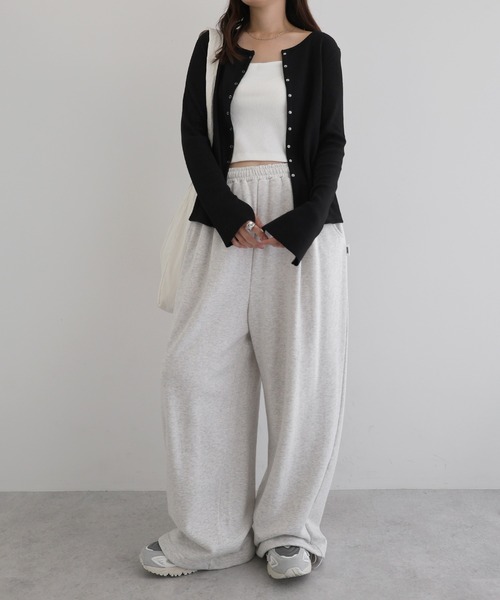 andme（アンドミー）の「セルフカットリブスナップボタン長袖カーディガントップス（カーディガン/ボレロ・レディース・キナリ/スミクロ/杢グレー/ダークブラウン/ブラック・M）」の10枚目の写真