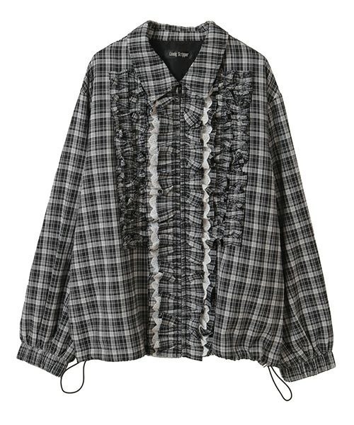 Candy Stripper（キャンディストリッパー）の「CHECK FRILL ジャケット（ノーカラージャケット・レディース・ベージュ/レッド/ブラック・FREE）」の21枚目の写真