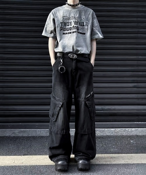 JOHNNY WOLF（ジョニーウルフ）の「PISCES スラッシュジップ ルーズ デニムカーゴパンツ（デニムパンツ・メンズ・ブラック・S/M/L/XL）」の6枚目の写真