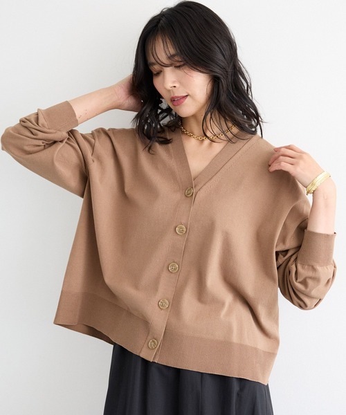 BARNYARDSTORM（バンヤードストーム）の「BARNYARDSTORM / コットンリネンカーデ / ハンドウォッシャブル（カーディガン/ボレロ・レディース・モカ/ブラック・FREE）」の2枚目の写真