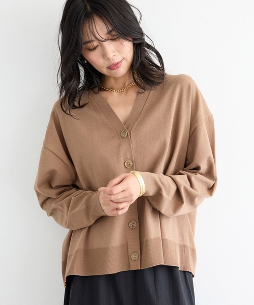 BARNYARDSTORM（バンヤードストーム）の「BARNYARDSTORM / コットンリネンカーデ / ハンドウォッシャブル（カーディガン/ボレロ・レディース・モカ/ブラック・FREE）」の3枚目の写真