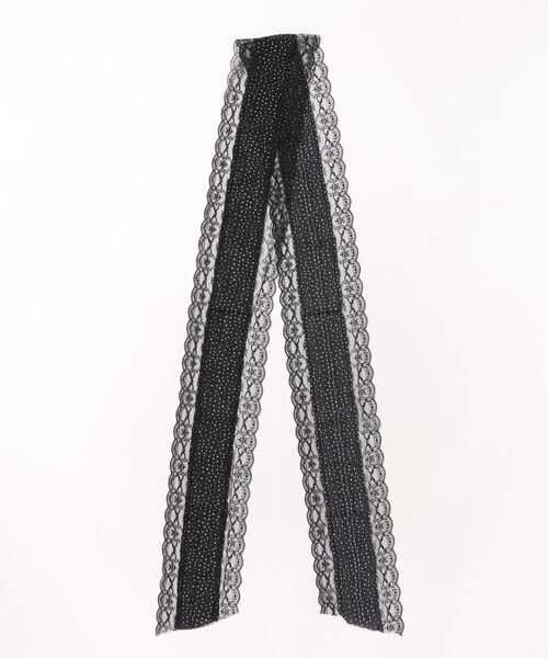 VIBGYOR Women（ヴィブジョー　ウィメン）の「【resonance】ドット柄 レース シースルー ストール/スカーフリボン【マルチウェイ】（ストール/ショール・レディース・ブラック/オフホワイト/ベージュ・FREE）」の8枚目の写真