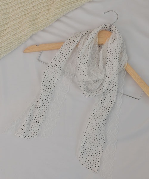 VIBGYOR Women（ヴィブジョー　ウィメン）の「【resonance】ドット柄 レース シースルー ストール/スカーフリボン【マルチウェイ】（ストール/ショール・レディース・ブラック/オフホワイト/ベージュ・FREE）」の13枚目の写真