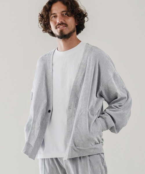 CALL&RESPONSE（コールアンドレスポンス）の「mcg3671-タックカーデ-ビンテージベロア カーディガン（カーディガン/ボレロ・メンズ・グレー/ブラック・2/4）」の2枚目の写真