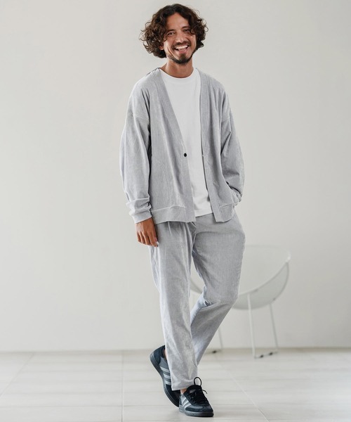 CALL&RESPONSE（コールアンドレスポンス）の「mcg3671-タックカーデ-ビンテージベロア カーディガン（カーディガン/ボレロ・メンズ・グレー/ブラック・2/4）」の6枚目の写真