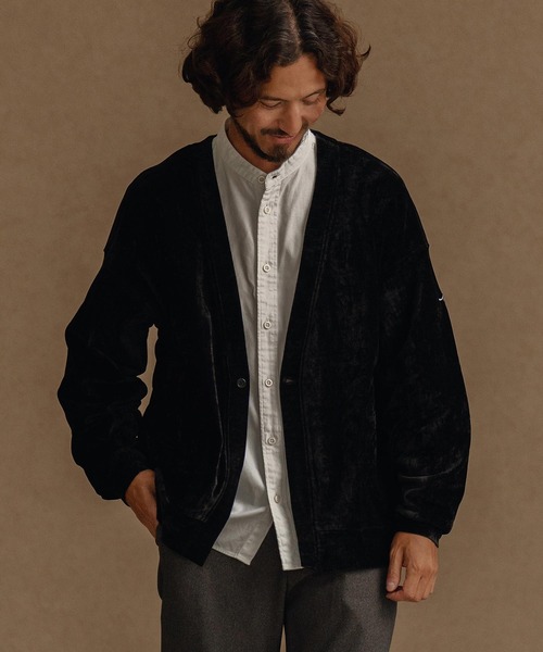 CALL&RESPONSE（コールアンドレスポンス）の「mcg3671-タックカーデ-ビンテージベロア カーディガン（カーディガン/ボレロ・メンズ・グレー/ブラック・2/4）」の11枚目の写真