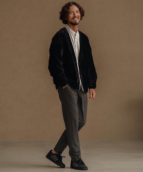 CALL&RESPONSE（コールアンドレスポンス）の「mcg3671-タックカーデ-ビンテージベロア カーディガン（カーディガン/ボレロ・メンズ・グレー/ブラック・2/4）」の12枚目の写真