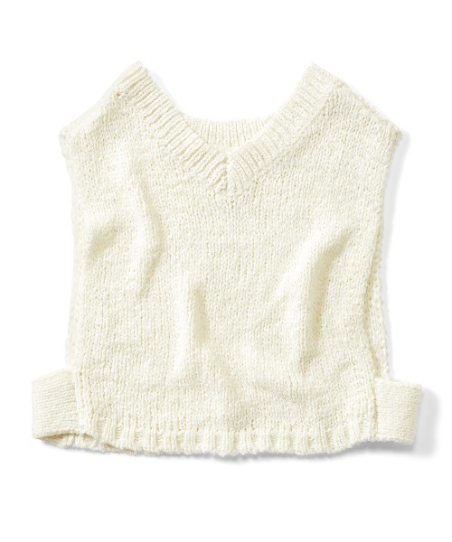 MEDE19F(メデジュウキュウ)の「BRAND NEW MIX STYLE さらっとモードなテープヤーンショートベスト(ベスト・レディース・ホワイト/ネイビー・3L/LL/L/M/S)」の12枚目の写真