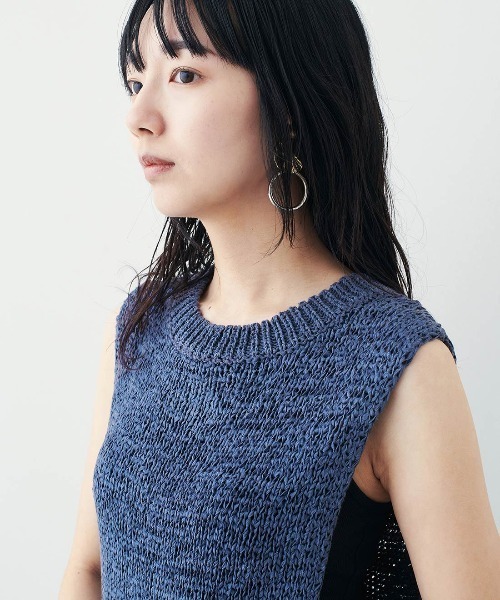 MEDE19F(メデジュウキュウ)の「BRAND NEW MIX STYLE さらっとモードなテープヤーンショートベスト(ベスト・レディース・ホワイト/ネイビー・3L/LL/L/M/S)」の10枚目の写真