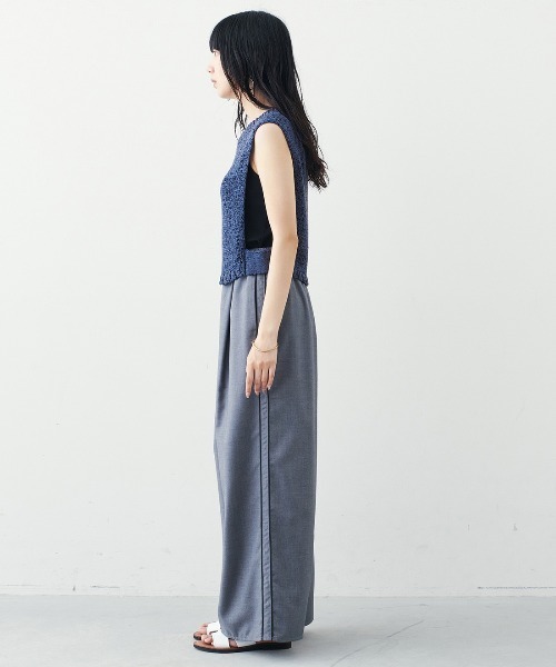 MEDE19F(メデジュウキュウ)の「BRAND NEW MIX STYLE さらっとモードなテープヤーンショートベスト(ベスト・レディース・ホワイト/ネイビー・3L/LL/L/M/S)」の7枚目の写真
